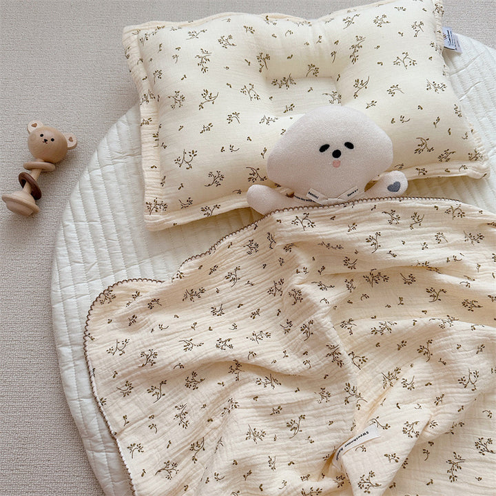 Unisex Cozy Muslin Teppet med Delikat Blomster Mønster Luvikno