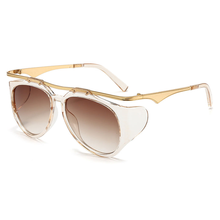Dame Modis sport solbrille med oversized ramme og gull aksenter Luvikno