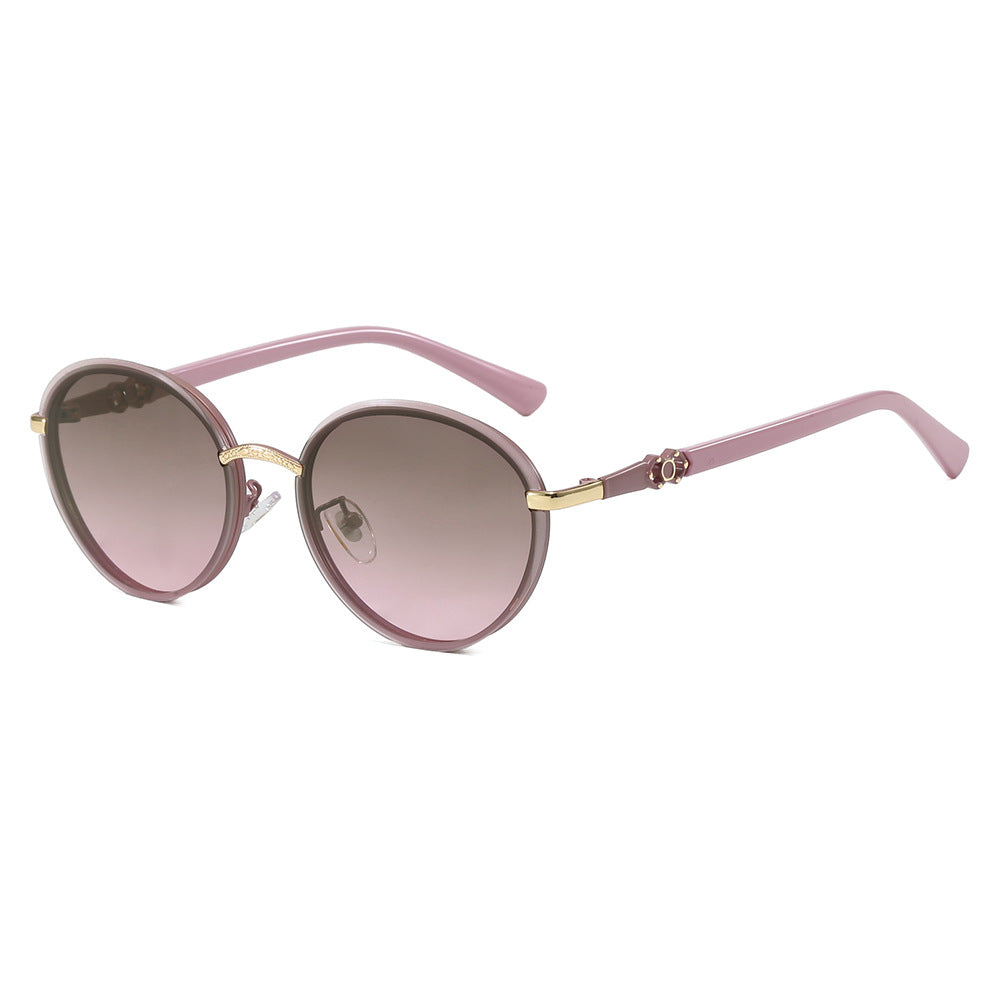 Dame elegant rund solbrille med speilende effekt Luvikno