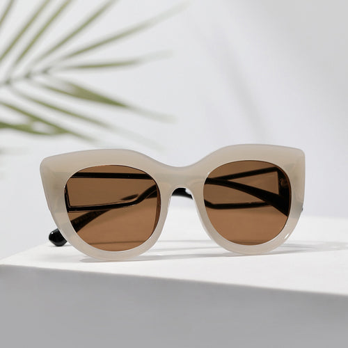 Dame trendy Cat-Eye solbriller med brede UV-beskyttende glas Luvikno