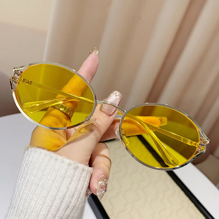 Dame elegant Cat-Eye solbriller med fin metallramme Luvikno