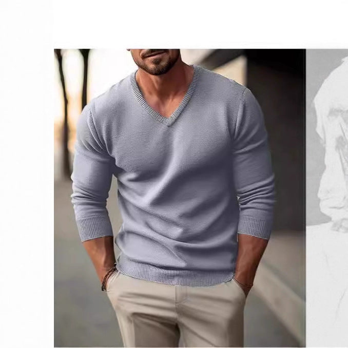 Luvik | Miesten V-kaula-aukkoinen neule korkealaatuisesta puuvillasta mukavalla istuvuudella