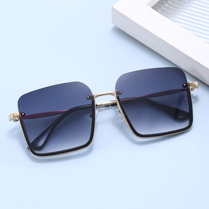 Dame oversized solbrille med elegant geometrisk ramme Luvikno