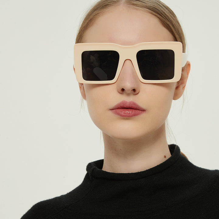 Dame firkantet solbrille med gjennomsiktig ramme og UV-beskyttelse Luvikno