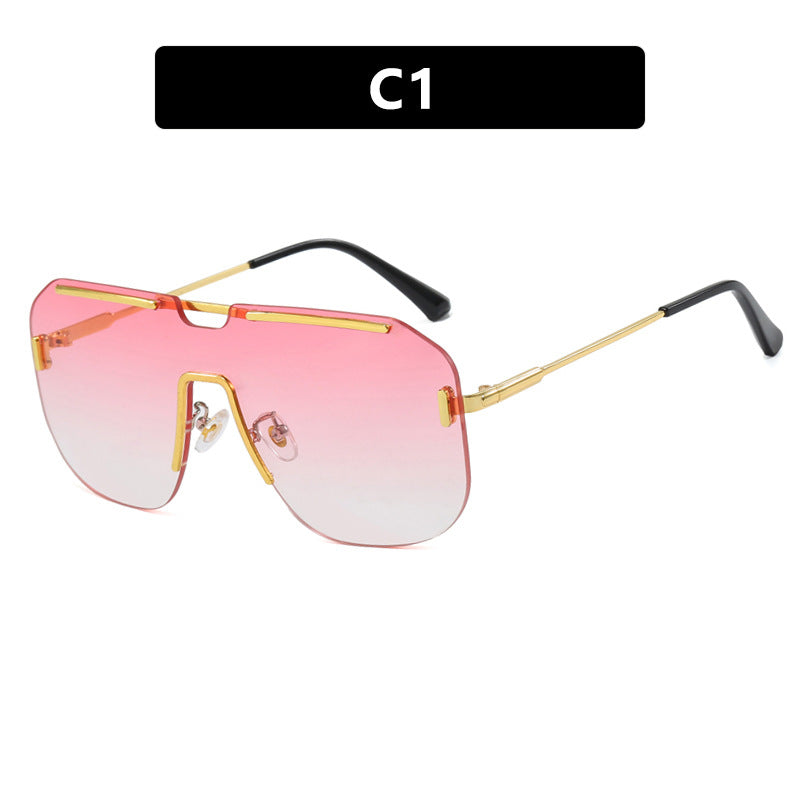 Dame geometrisk solbrille med stilramme i metall og UV-beskyttelse Luvikno