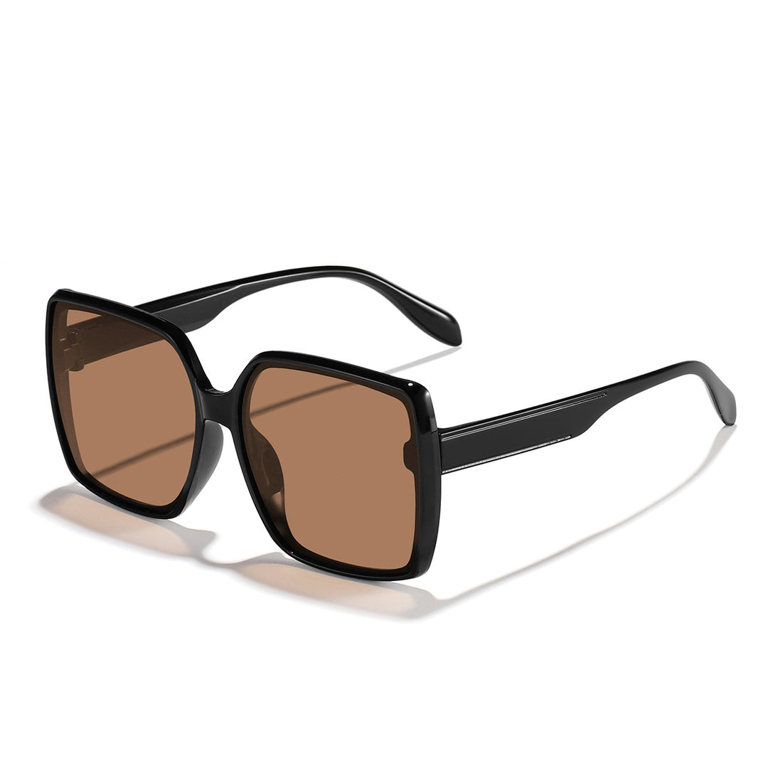 Dame oversized solbrille med moderne kvadratisk ramme og beskyttende glass Luvikno