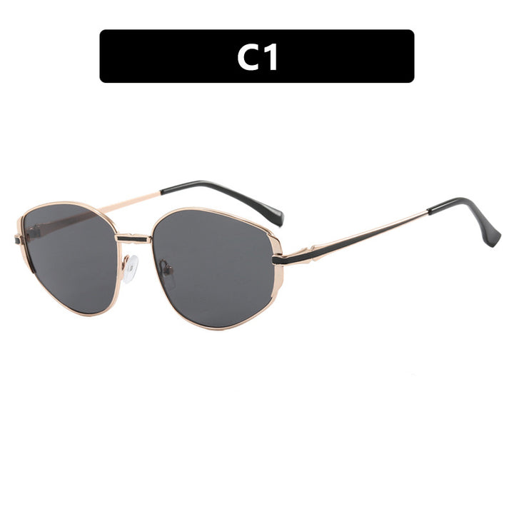 Dame moderne geometrisk solbrille med stilfull metallramme Luvikno