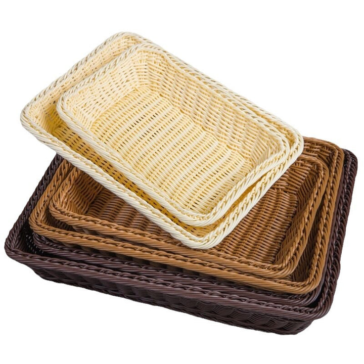 Unisex Rektangulær Rattan Serveringskurv Luvikno