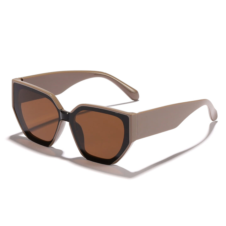 Dame trendy oversized solbriller med stilig hexagon-design Luvikno