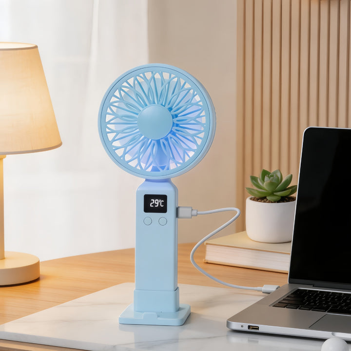 Damer Bærbar USB-vifte med LED-skjerm og ergonomisk design Luvikno