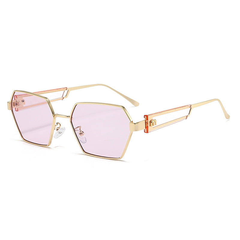 Dame Hexagon solbrille med luksuriøse metallakenter Luvikno