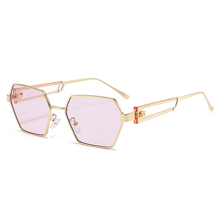 Dame Hexagon solbrille med luksuriøse metallakenter Luvikno
