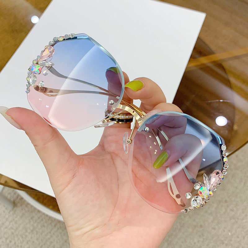 Dame oversized solbriller med dekorative steiner Luvikno