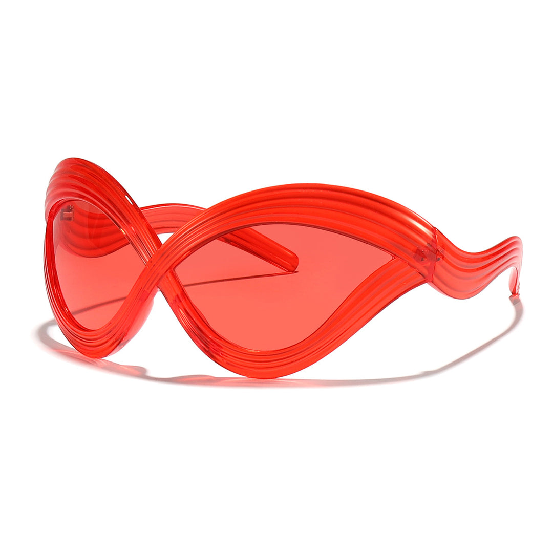 Dame moteriktig solbrille med innovativ bølkeramme Luvikno