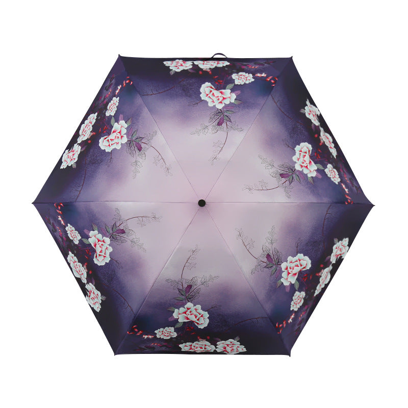Dames Elegant Paraply med utsøkt blomsterdesign Luvikno