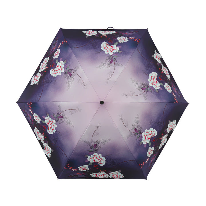 Dames Elegant Paraply med utsøkt blomsterdesign Luvikno