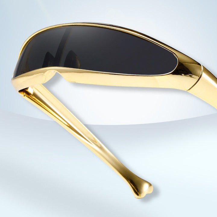 Dame Futuristisk Designer-solbrille med stilig gullramme Luvikno
