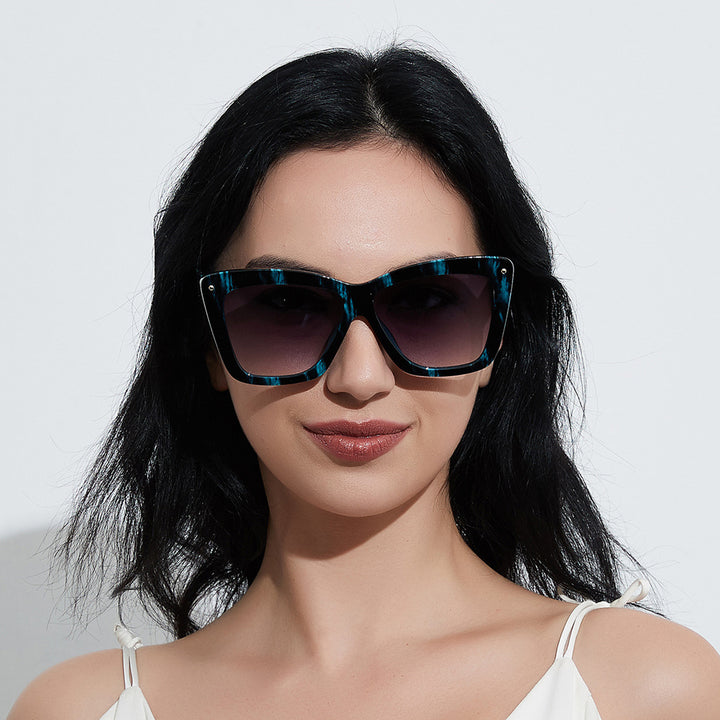 Dame geometrisk oversized solbrille Luvikno