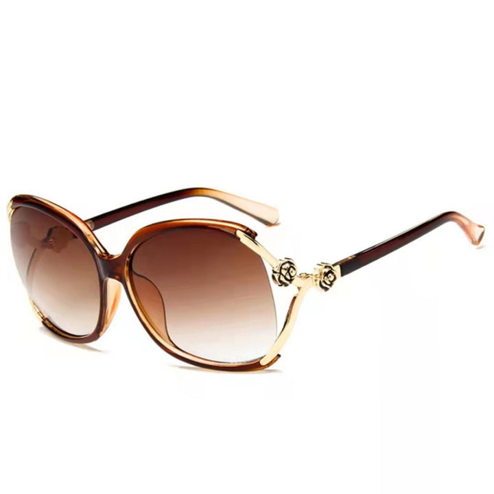 Dame elegante oversized solbrille med gyldne aksenter Luvikno