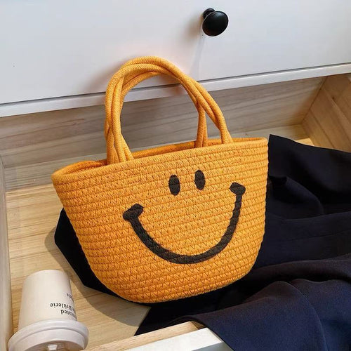 Dame håndveske med lyst Smiley-motiv Luvikno