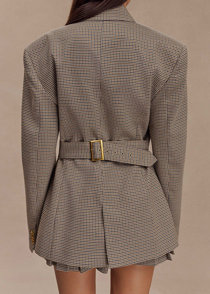 Luvik | Vyötärölle muotoiltu ruututakki-setti