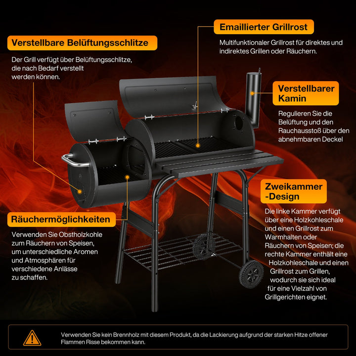 Offset Smoker Kullgrill med Side Firebox BBQ | Luvikno