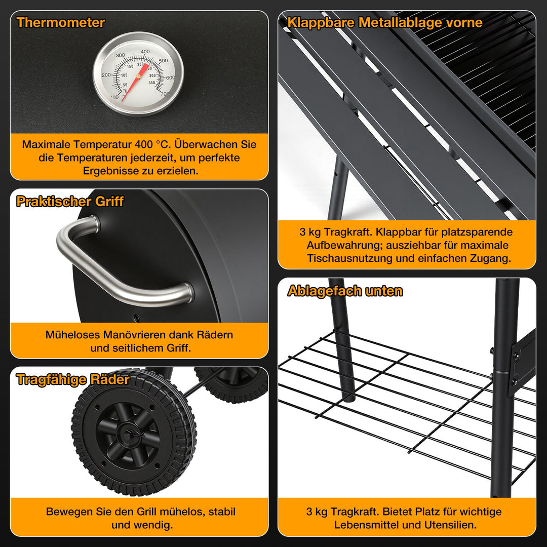 Offset Smoker Kullgrill med Side Firebox BBQ | Luvikno