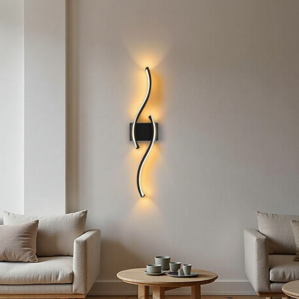 Luvikno | Minimalistisk svart LED-vegglampe – Moderne fjernstyrt omgivelseslys
