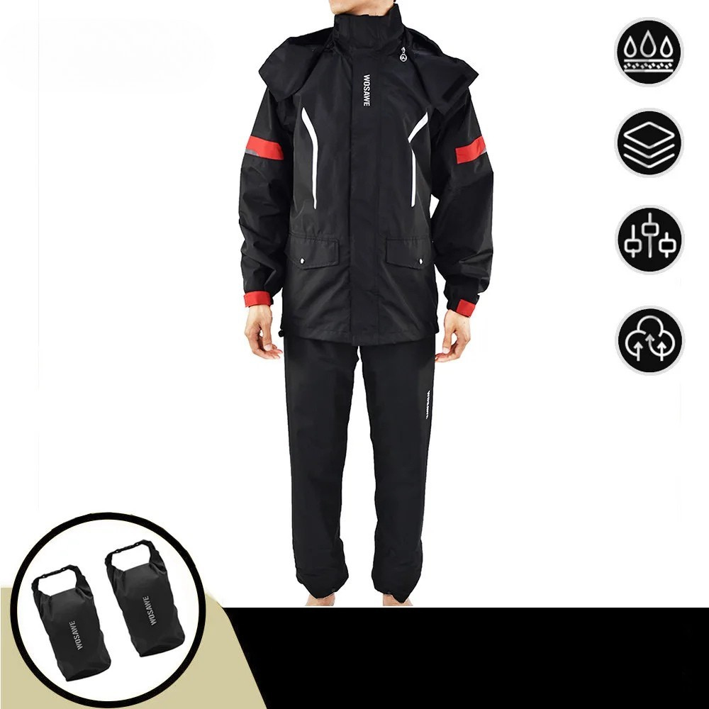 Luvik | Miesten moottoripyörä sadejakku vesitiivis - Heijastava musta/vihreä S-2XL