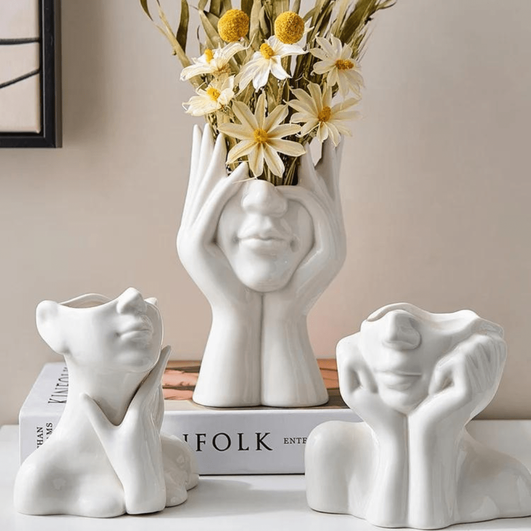"Unik og Moderne Keramikkvase, Dekorativ Blomsterkruvase for Stue og Kontor" | Luvikno