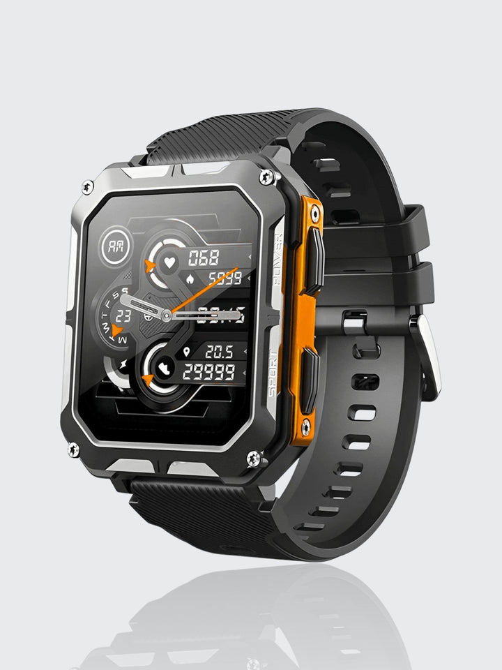 Indestructible Smartwatch med pulsmåler og 14 dagers batterilevetid – Vanntett og støtsikker for aktive profesjonelle | Luvikno