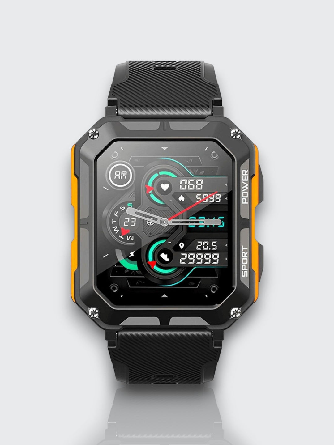 Indestructible Smartwatch med pulsmåler og 14 dagers batterilevetid – Vanntett og støtsikker for aktive profesjonelle | Luvikno