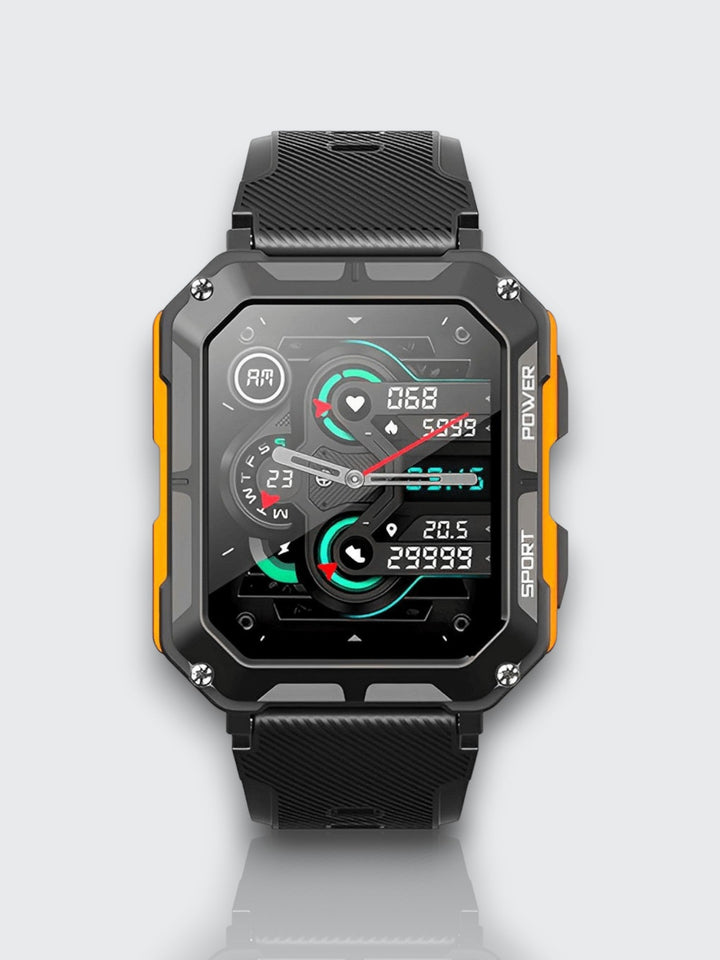 Indestructible Smartwatch med pulsmåler og 14 dagers batterilevetid – Vanntett og støtsikker for aktive profesjonelle | Luvikno