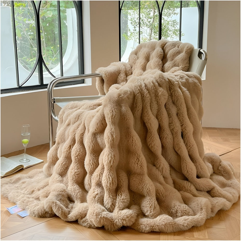 Luvikno | Fluffy Faux Fur Reisepledd – Mykt og Vaskbart Fleecepledd