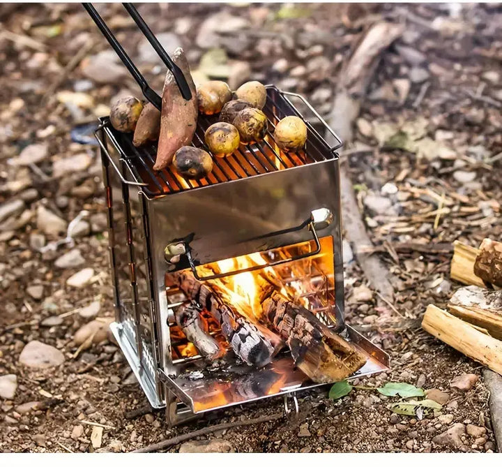 TrailFlame – Stilfull Sammenleggbar Vedovn av Rustfritt Stål Luvikno