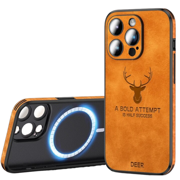 Luvikno | Deer - Luksuriøs Læder iPhone Deksel med Stilig Design og Sjokkbestandig Beskyttelse