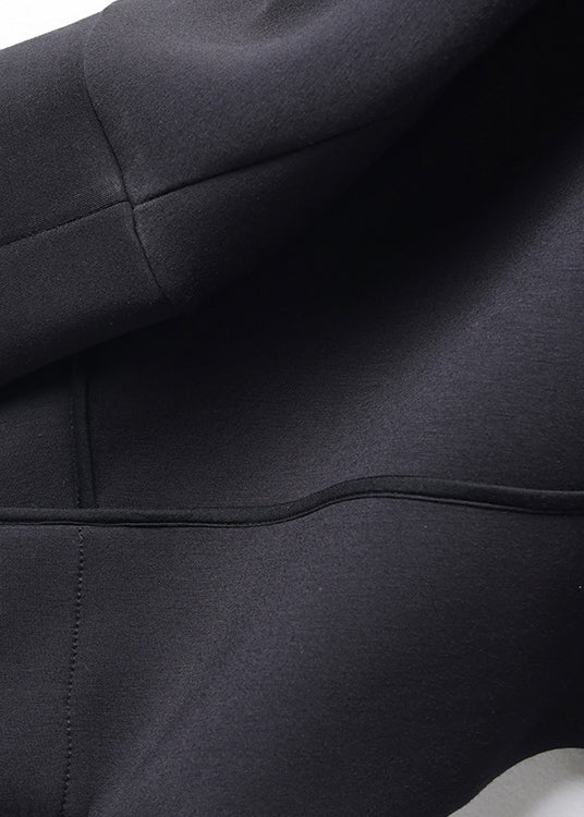 Luvik | Peter Pan kaulus musta nappi puuvillasta takit lepakkohihoilla