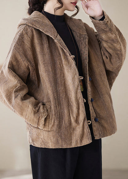 Luvik | Ohut puuvillatakki, jossa on ruskeat hupulliset taskut