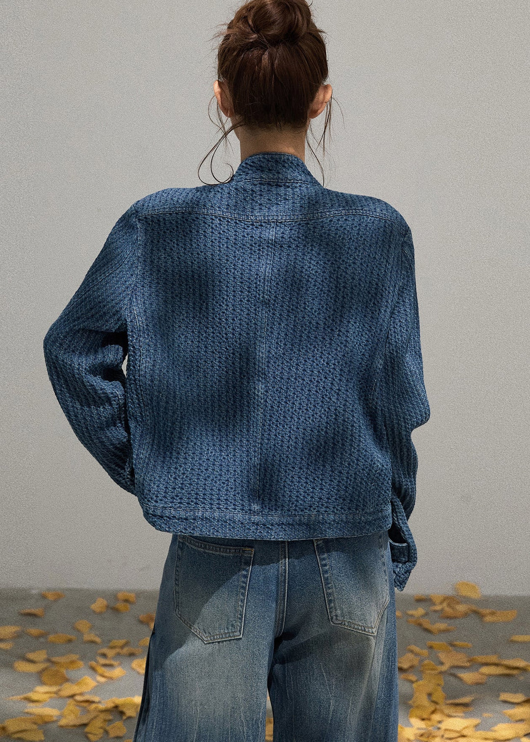 Luvik | Blå Denim Høy Krage Oversized Klær