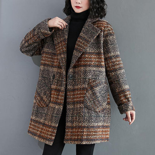 Luvik | Poimutetut pussukat Suuri koko tunika sinisiä ruutuja Mekot Takit