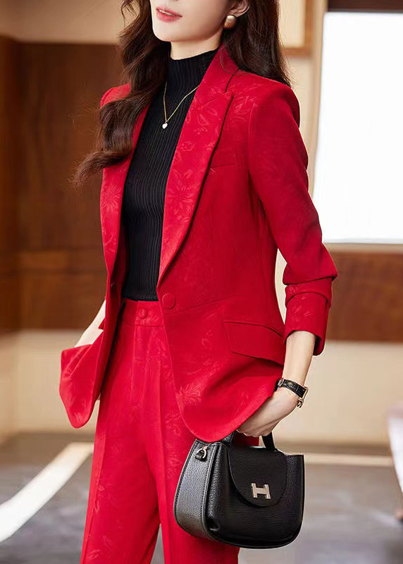 Luvik | Kankaali jacquard-puuvillatakki, jossa on uurrettu kaula-aukko Roter