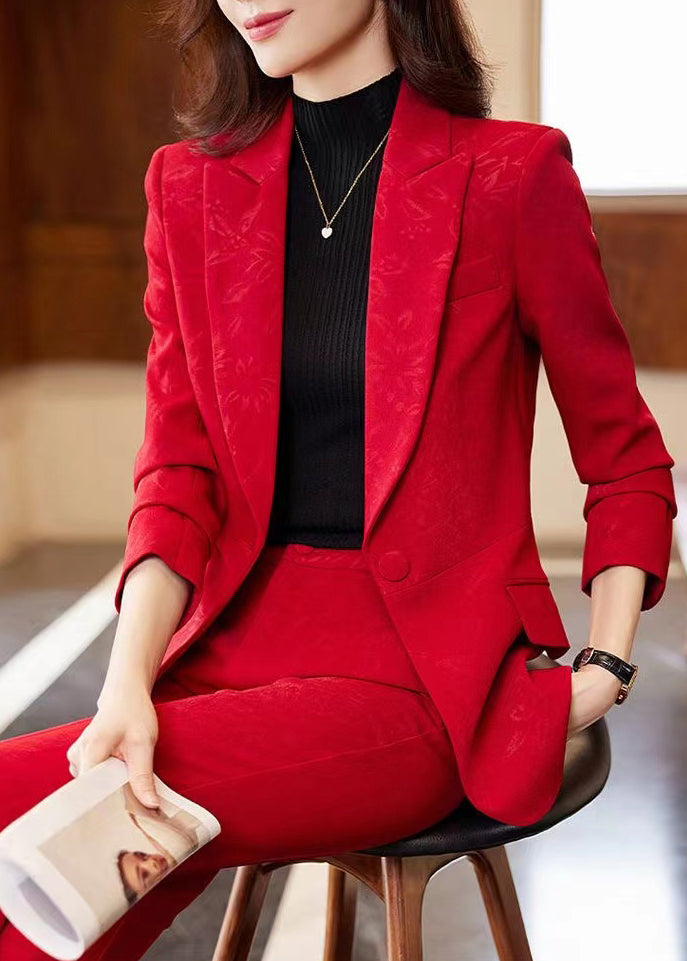 Luvik | Kankaali jacquard-puuvillatakki, jossa on uurrettu kaula-aukko Roter