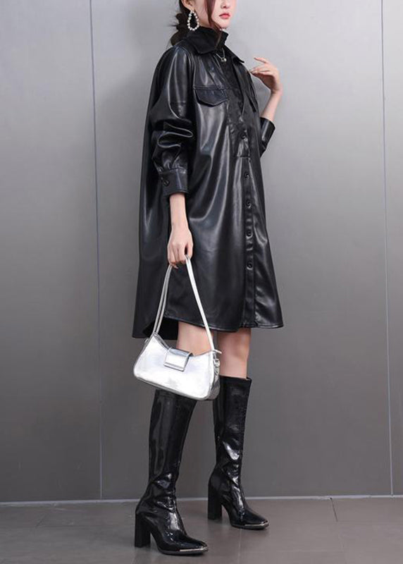 Luvik | PU-trenssitakki mustalla Peter Pan -kauluksella ja taskuilla