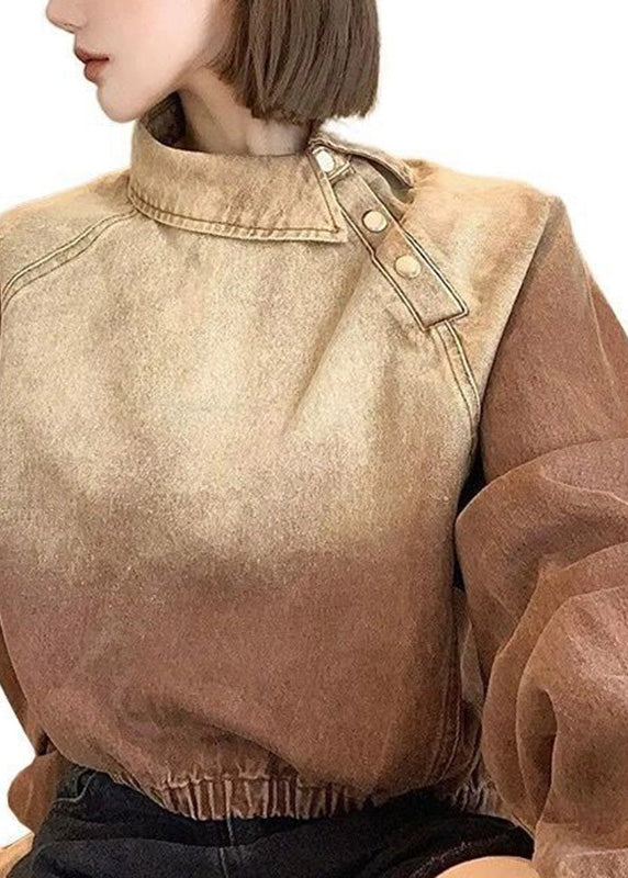 Luvik | Design Ruskea Vaaleanruskea Farkkutakki Peter Pan -kauluksella