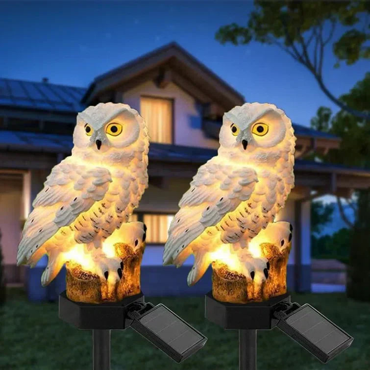 Solcelledrevet hage lampe med dekorativ ugledesign – LED utendørslys for hagen | Luvikno