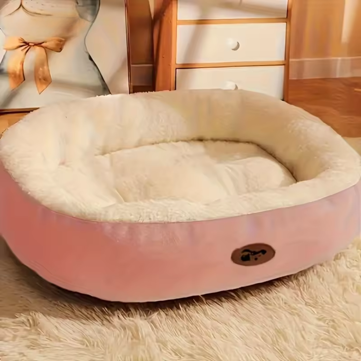 Oval Plush Bed for Dogs & Cats Luvikno