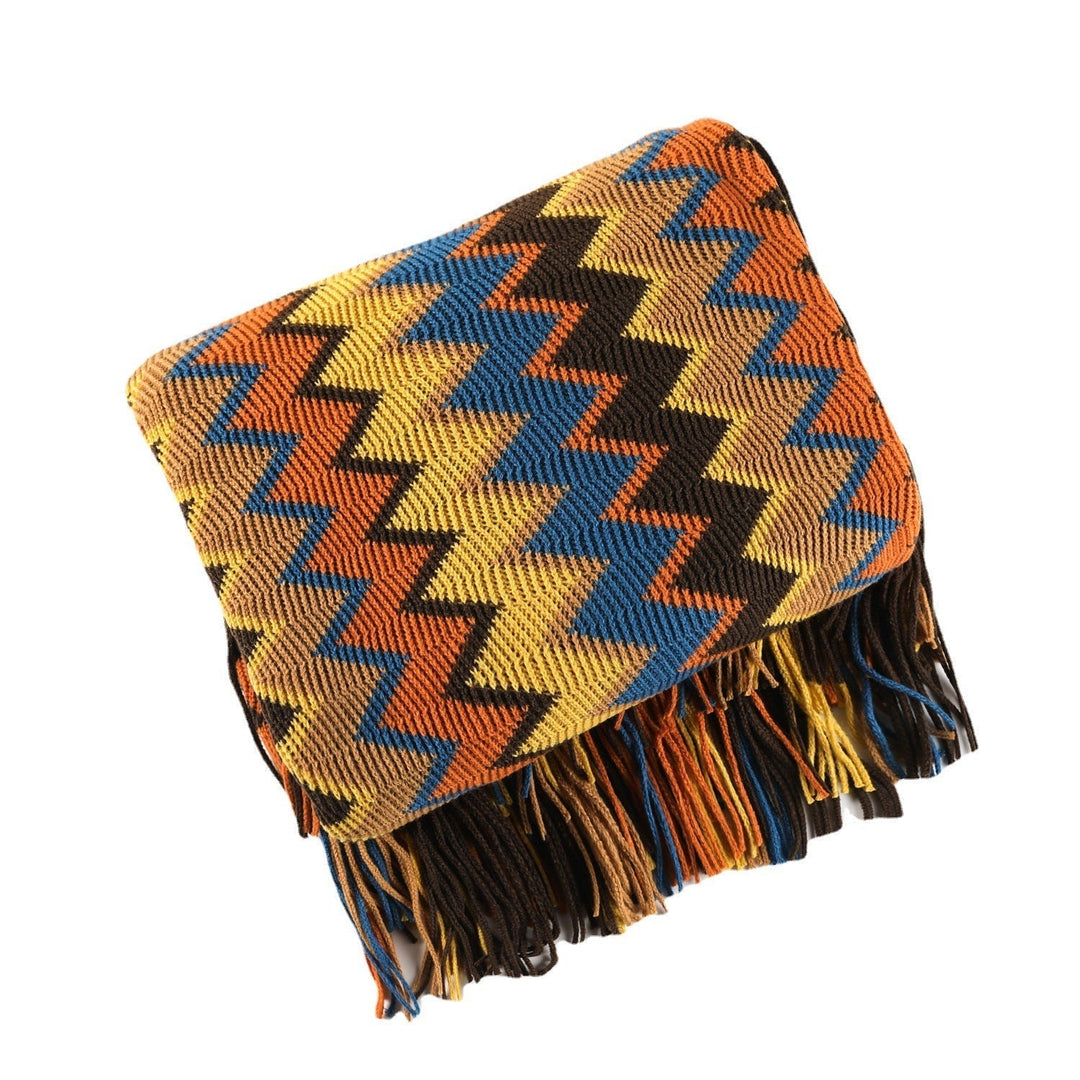 Boho Chevron Dynebesky – Håndvevd – Med Frynser – Varme JORDTONER | Luvikno