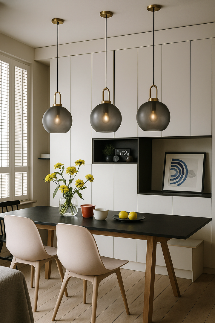 Røykfarget Glass Pendellampe – Industriell Taklampe for Kjøkken, Spisestue & Stue | Luvikno