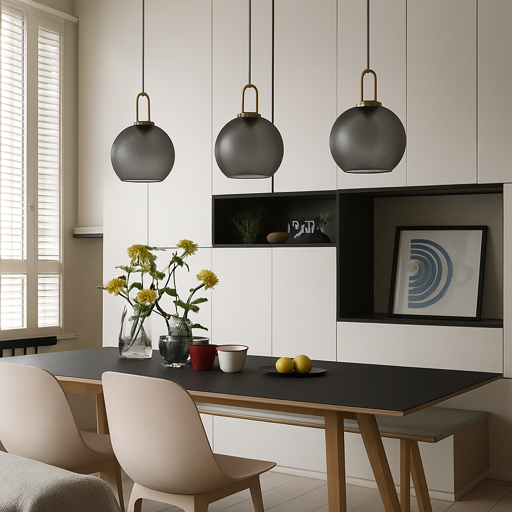 Røykfarget Glass Pendellampe – Industriell Taklampe for Kjøkken, Spisestue & Stue | Luvikno