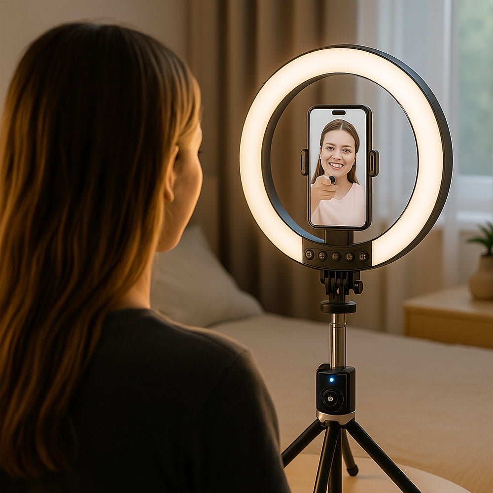 Ring Light med Fjernkontroll & Stativ – 3 Fargetemperaturer – P220-Q | Luvikno